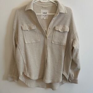 Aerie Cream Textured Knit Top